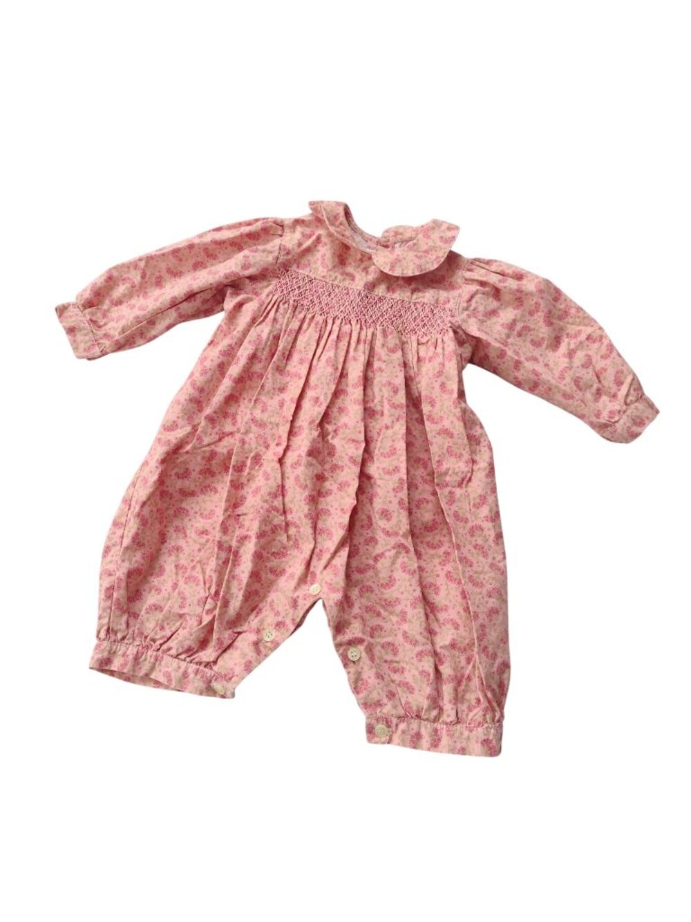 Mariella Ferrari Baby Girl Smocked Romper 3M Pink Floral Luxury Layette $128